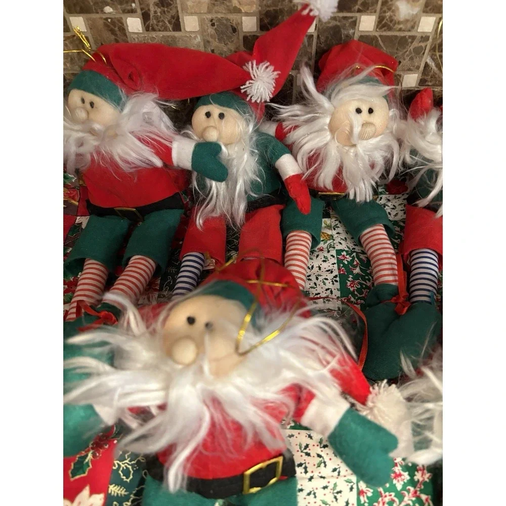 Vintage Christmas Flocked Santa  pixie doll 10